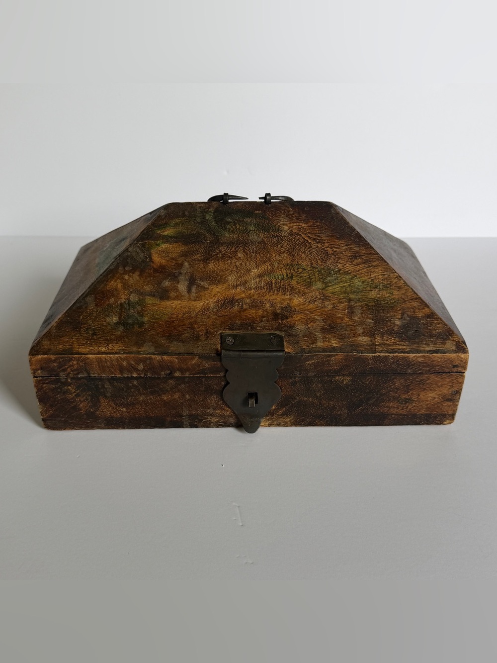 Antique 19th Century Mahogany India Dowry Chest w/Hand Forged Latch and Handle